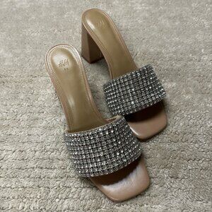 H&M sparkly rhinestone nude heels